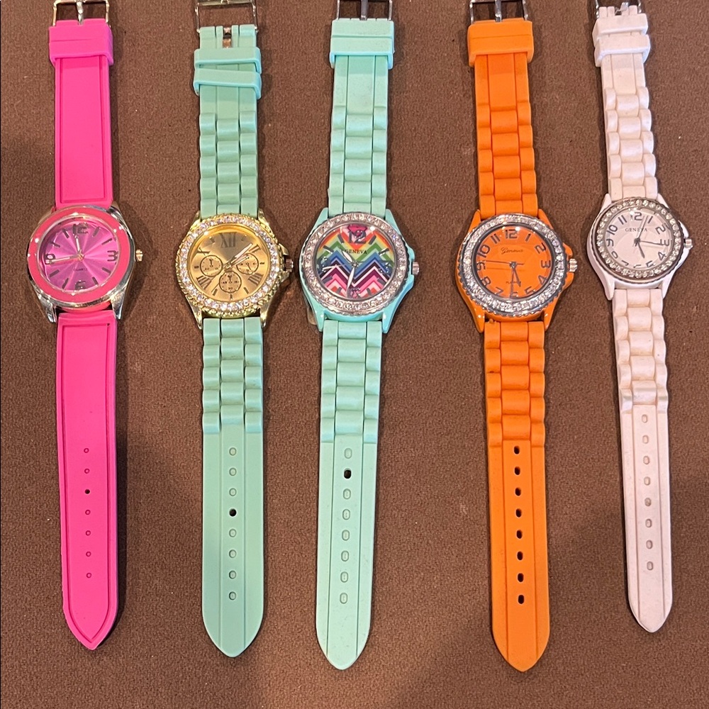 Colorful Silicone Strap Watch Set